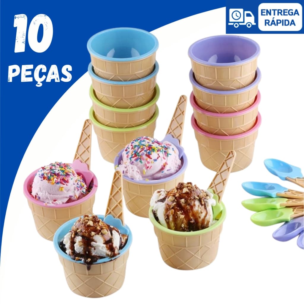 Kit 10 Peças Cumbuca Pote Tigela Para Sobremesa Sorvetes Açaí Cereal 200ml Cozinha Restaurante