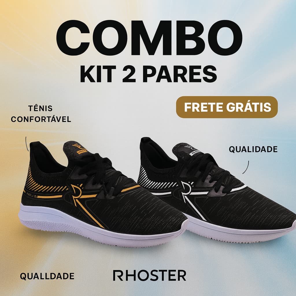 Kit 2 Pares de Tênis Adulto Masculino – Leve, Confortável e Moderno para o Dia a Dia