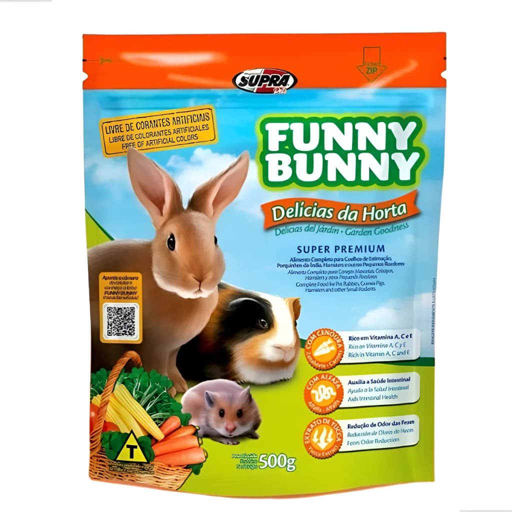 Ração Funny Bunny Delícias da Horta 500g Hamster Porquinho da India Coelho
