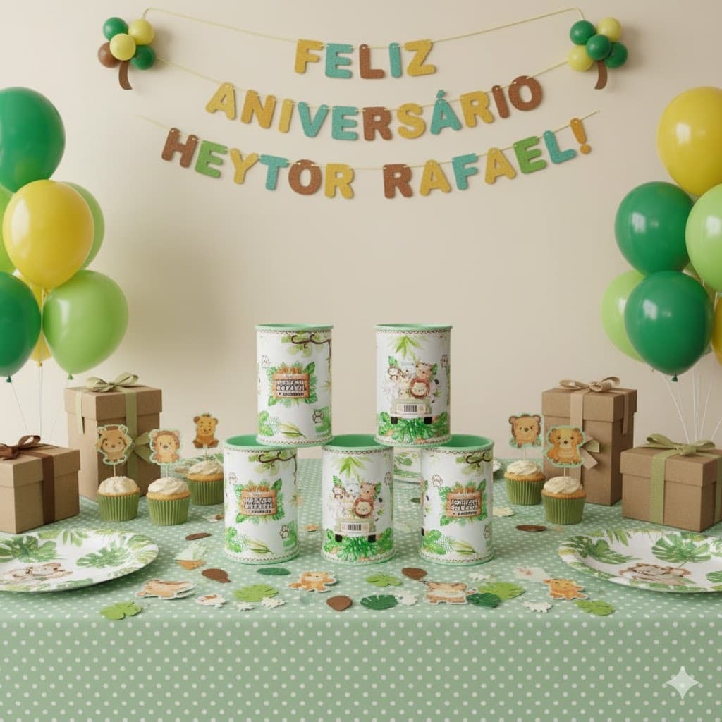 Kit 10 Cofrinhos Personalizados Festa Safari Baby