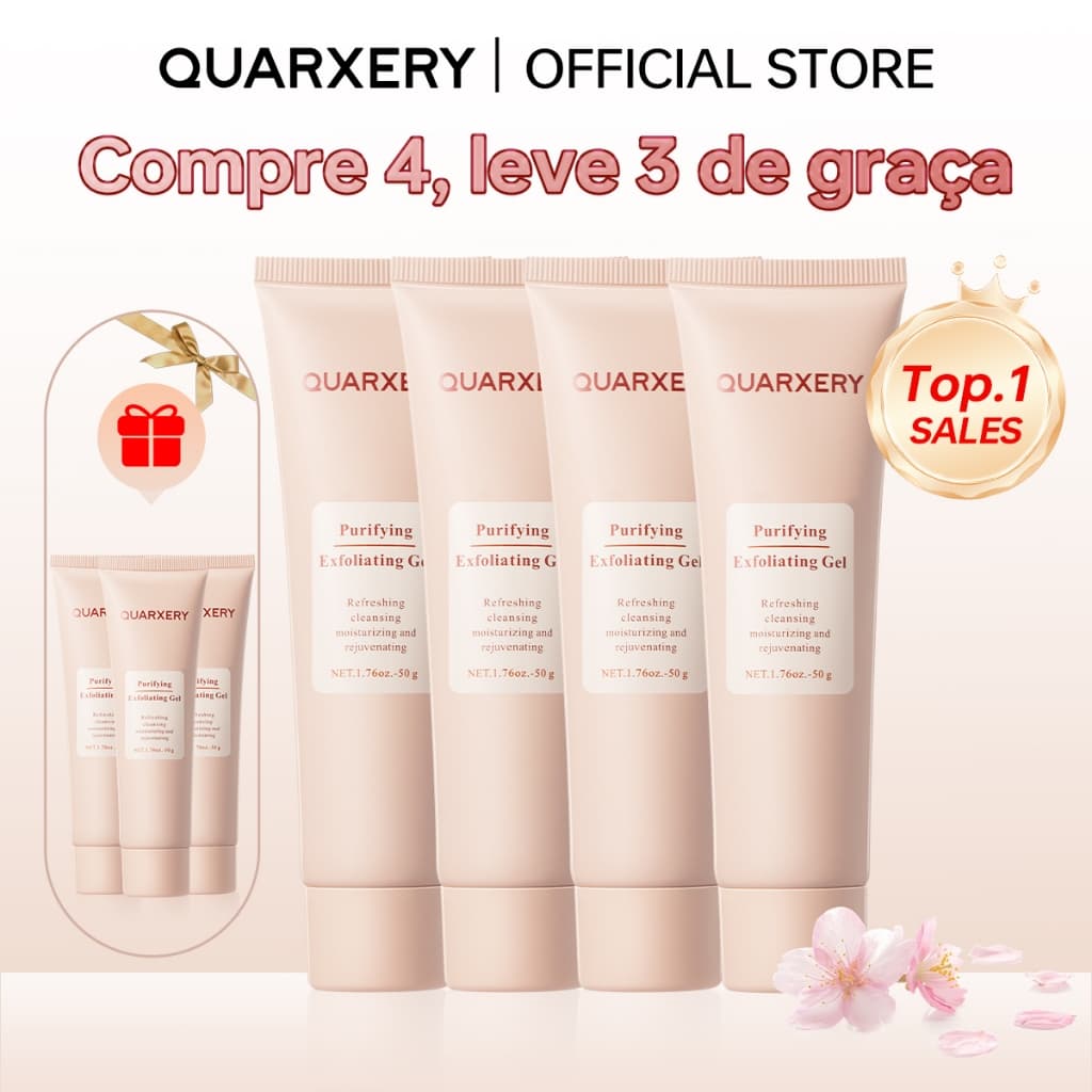 [Compre 4, ganhe 7]QUARXERY Gel de Esfoliação Suave Clareador Esfoliante Facial e Corporal