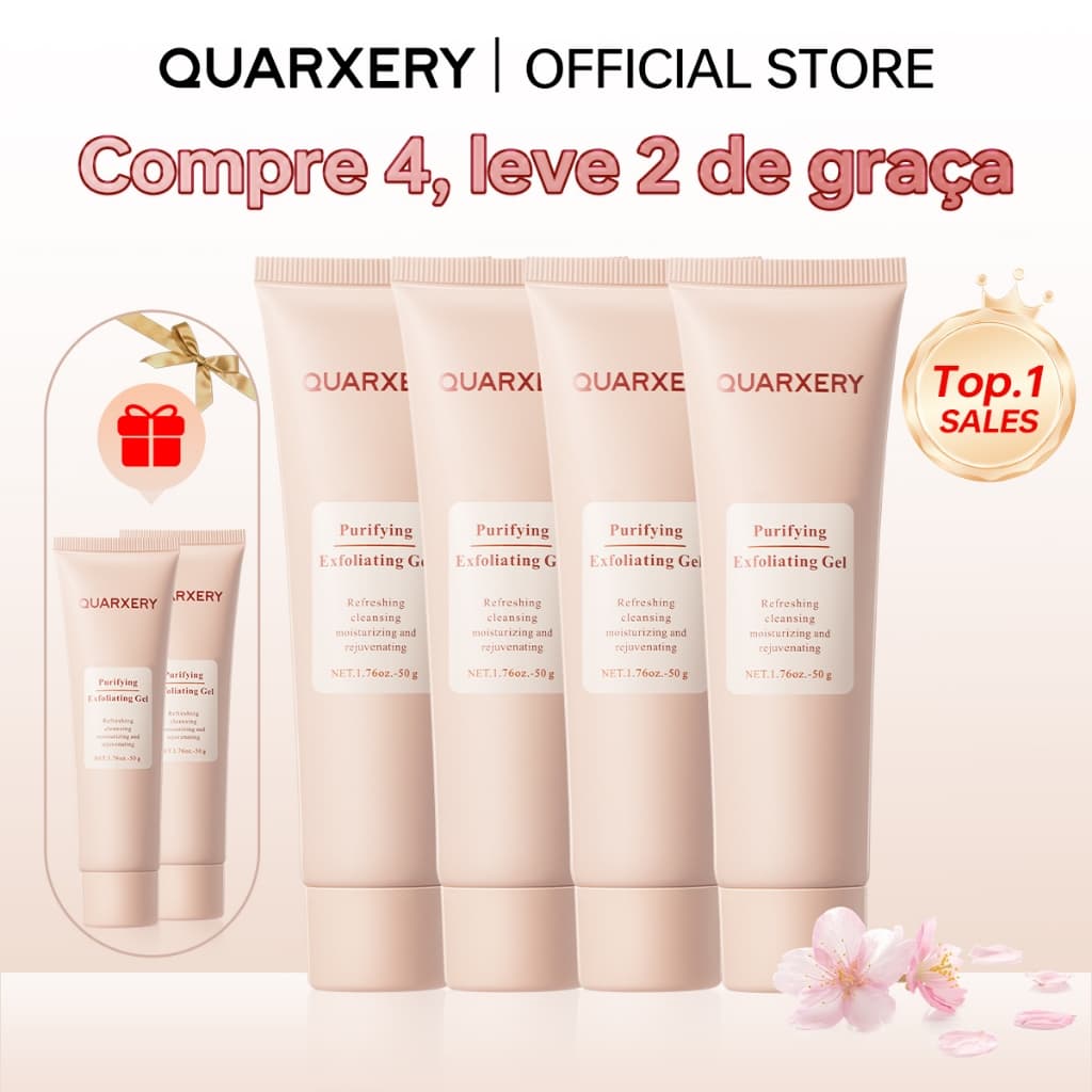 [Compre 4, ganhe 6]QUARXERY Gel de Esfoliação Suave Clareador Esfoliante Facial e Corporal