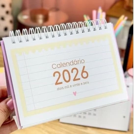 Calendários de Mesa 2026 com verso para anotações