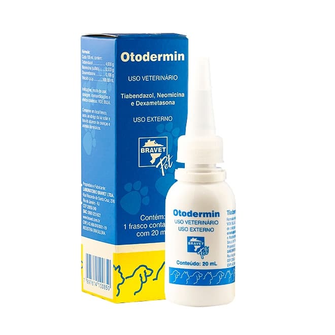 Otodermin 20ml Gotas - Cães e Gatos - Bravet