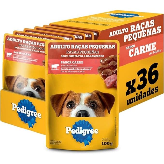 Sache Pedigree PROMOÇÃO RAÇAS PEQUENAS CARNE 100 G - KIT 36 UN CX ORIGINAL DE FÁBRICA