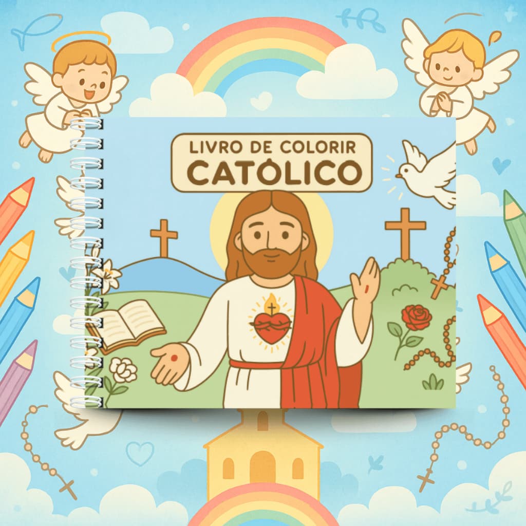 Livro De Colorir Católico Capa Dura 50 Folhas de 180g