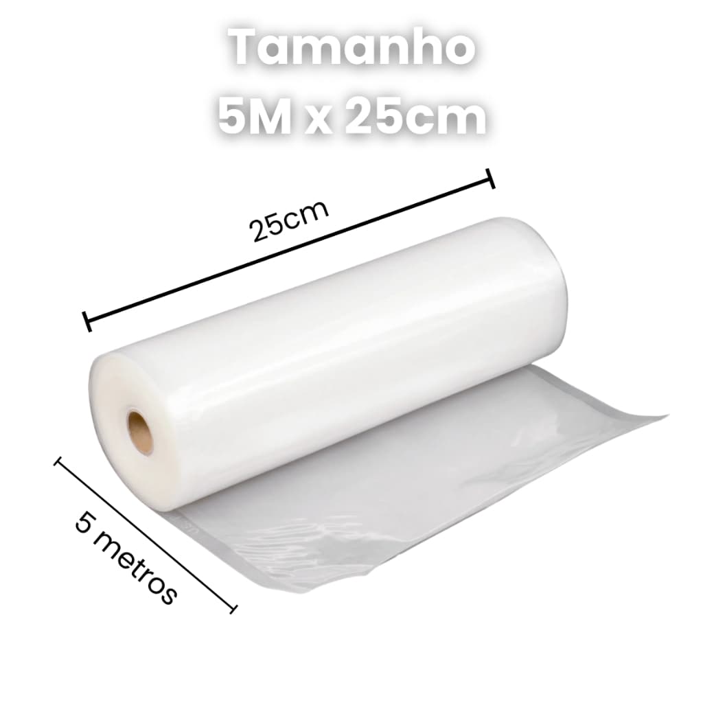 Rolo Bobina Embalagem A Vácuo 5m X 25cm com Ranhuras para Seladora  Vácuo Qualidade