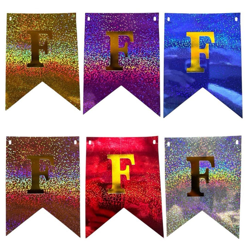 Letras Faixa Bandeira Perolada Holográfica Feliz Aniversário Bandeirola C90903