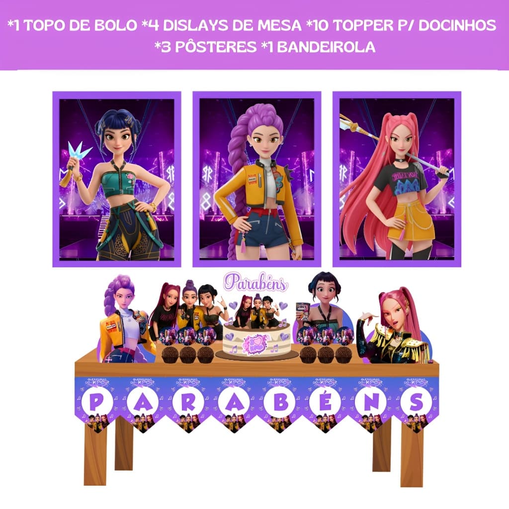 Kit Festa Em Casa - Guerreiras Do K-Pop - Huntrix - Só Um Bolinho