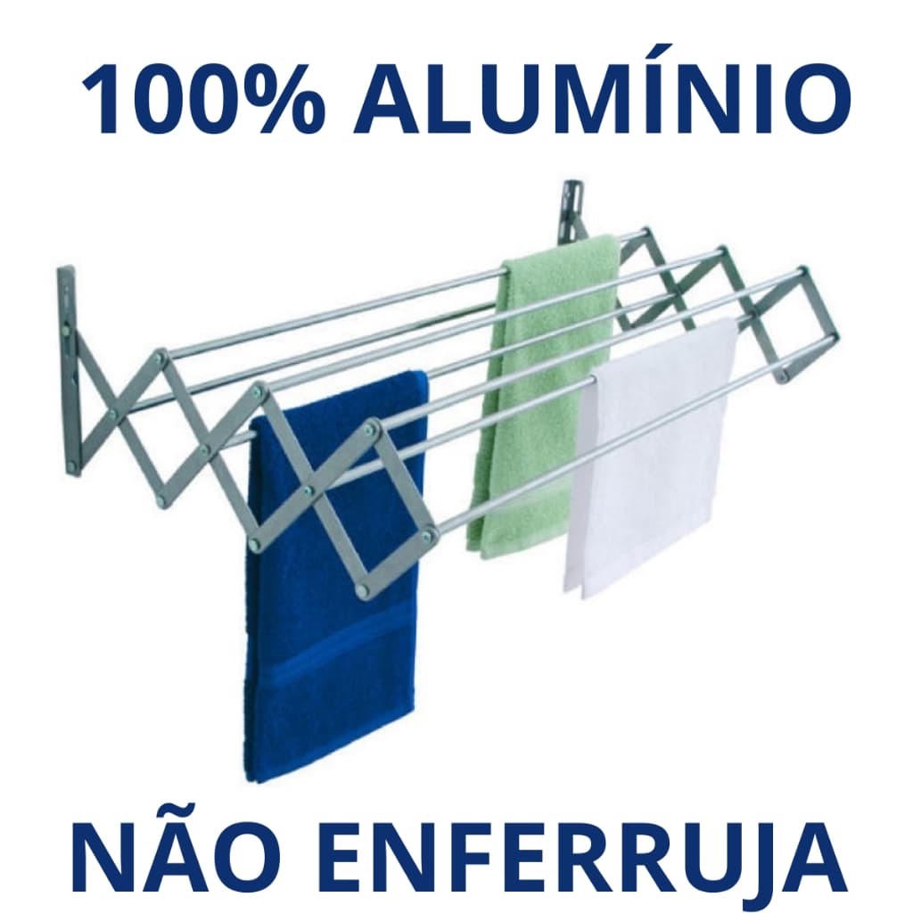 Varal Sanfonado Parede 100% Aluminio Retratil Não Enferruja Dobravel - BITENFER VARAIS