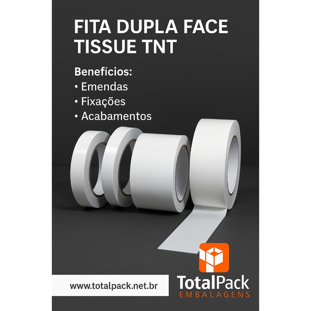 Fita Dupla Face Papel Tissue Alto Tack 30 Metros
