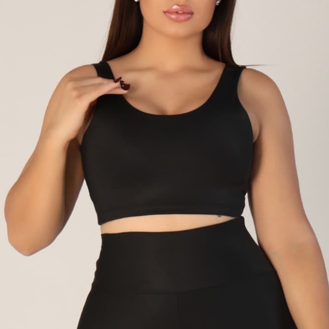 Top Feminino Alta Sustentação Frente Dupla Academia Treino Corrida Zero Transparencia