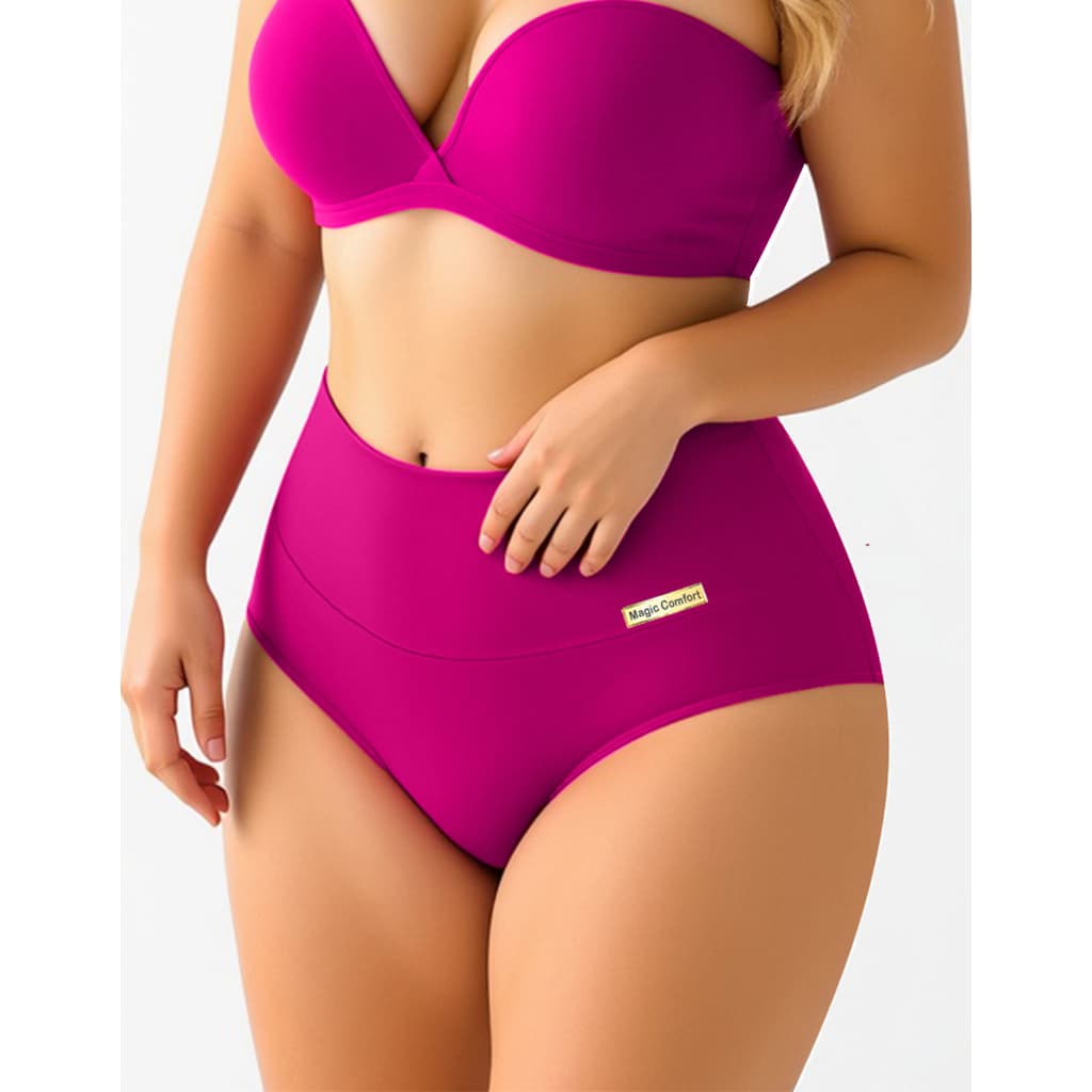 Kit Com 5 Calcinha Plus Size G1 e G2 Cós Alto Segura Barriga Zero Barriga