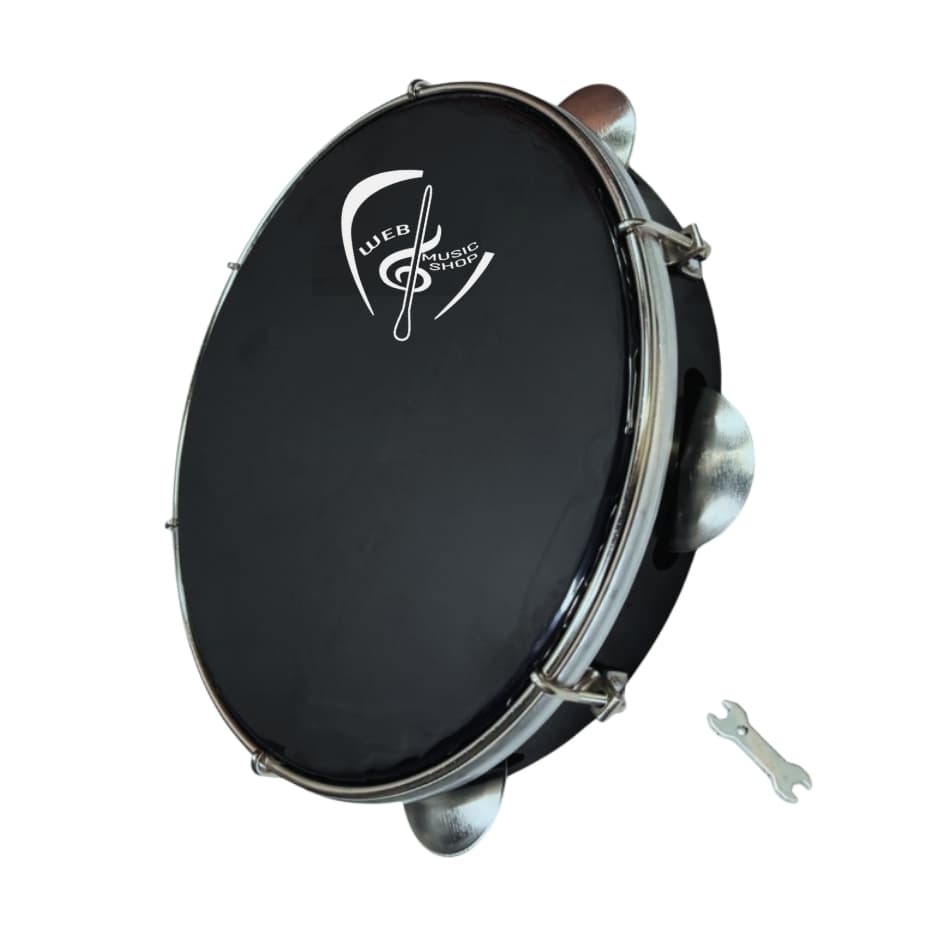 Pandeiro Profissional Pele Preta Abs 10 pol. - 6 Pares de Platinelas WBS