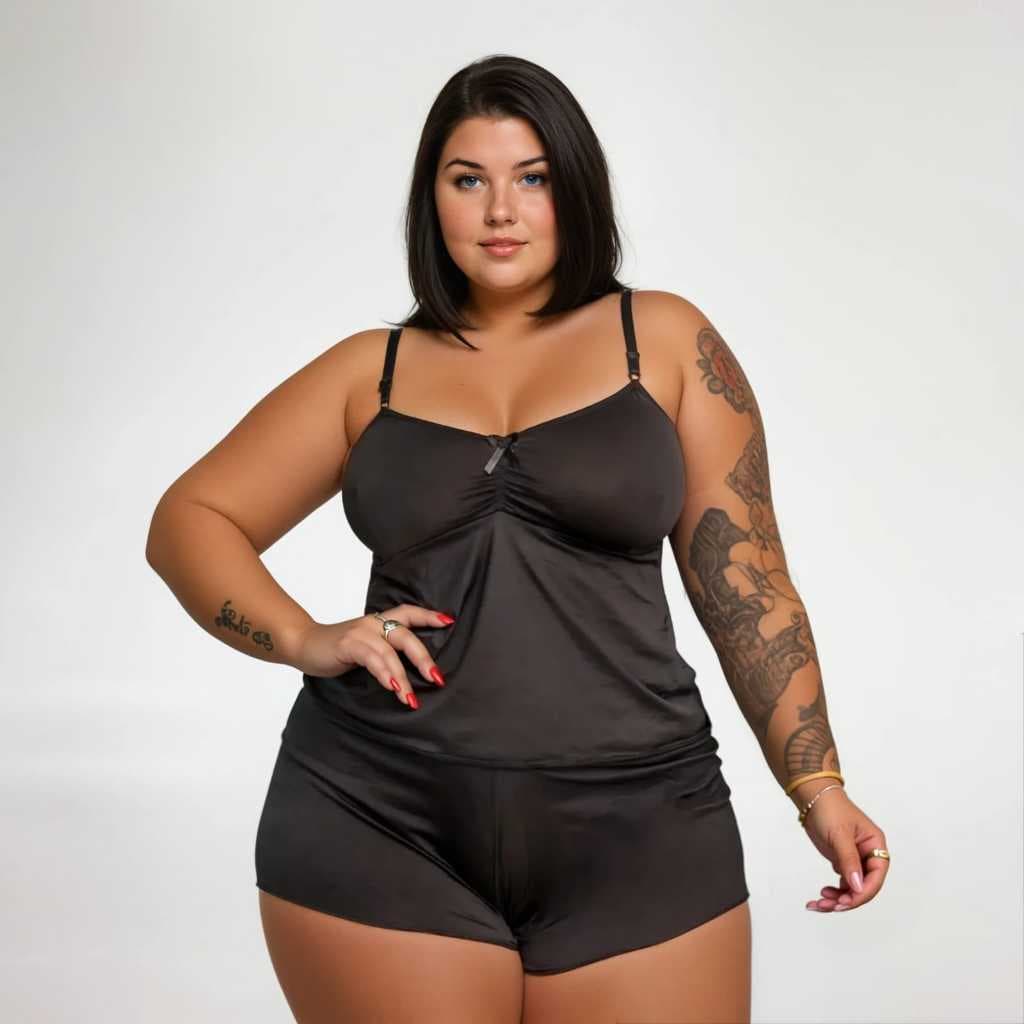 Short Doll Plus Size Liganete Baby Doll Feminino Pijama Adulto Em Microfibra