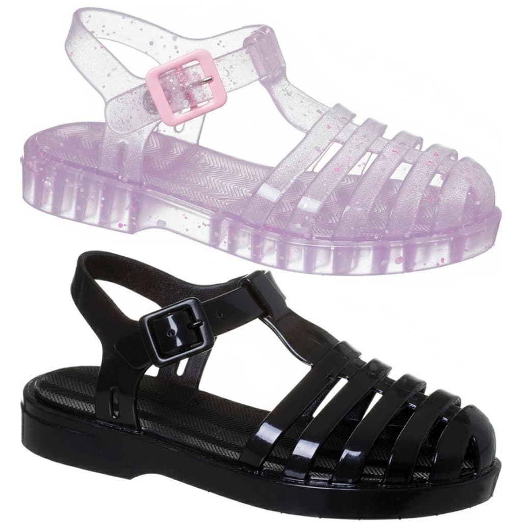 KIT 2 PARES  Sandália Papete Infantil Menina Feminino Transparente Aranha Glitter Confortável Macia