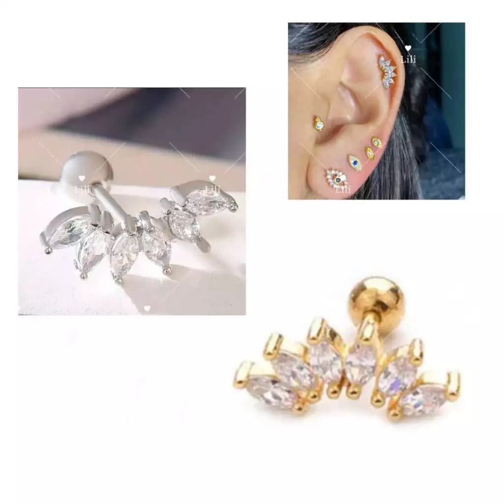 Piercing  Coroa com Zircônia  Para Cartilagem