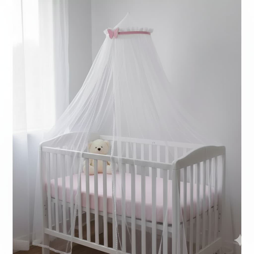 Mosquiteiro Berço Com Dossel Dorcel  Borboleta Pérola Rosa