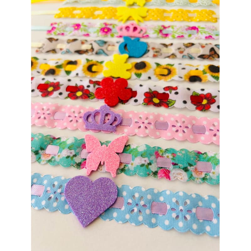 Kit 10 gargantilha passa fita pet laço de pescoço cachorro caes enfeite colar