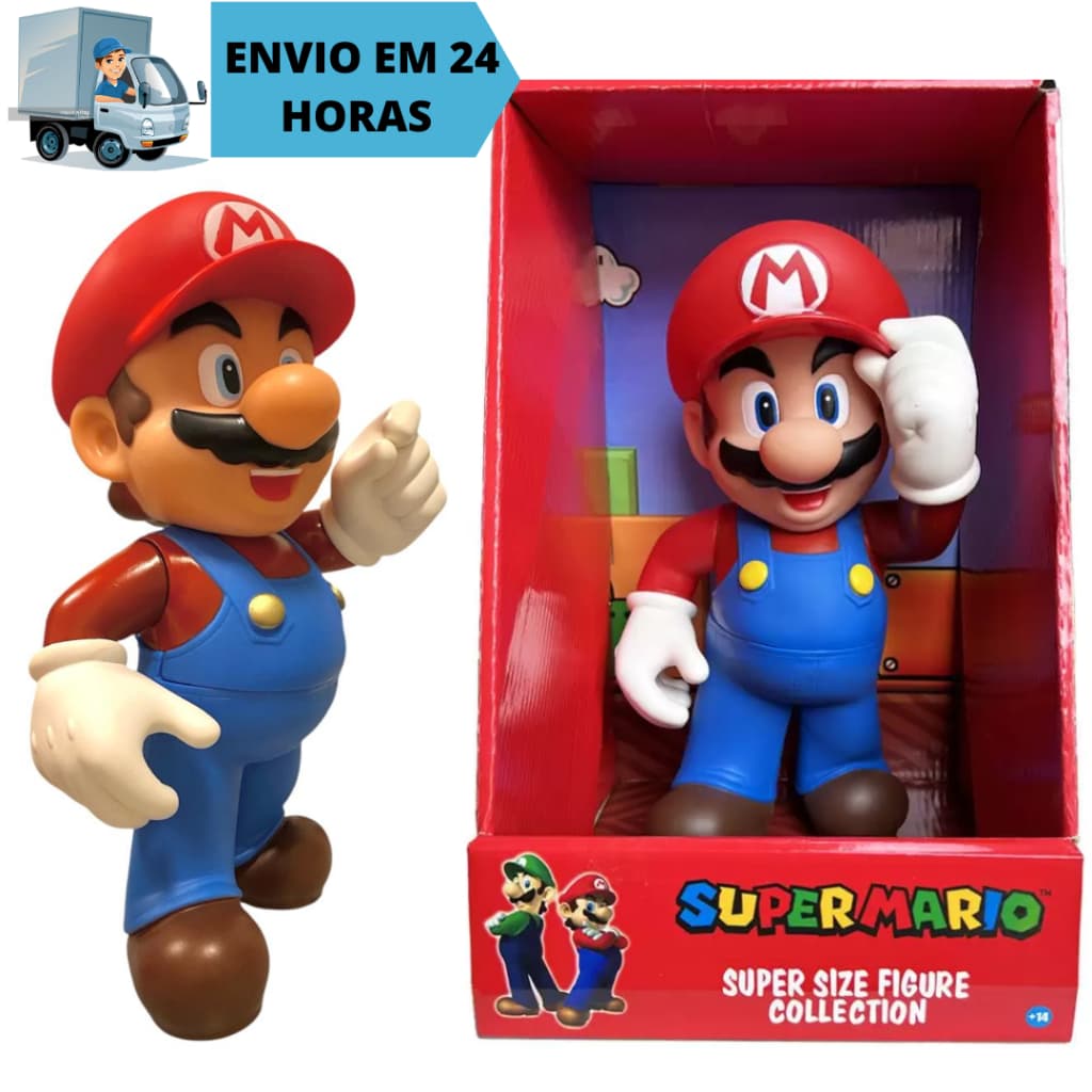 Boneco Super Mario Bros Articulável 23cm Action Figure Colecionável Infantil Vinil Brinquedo