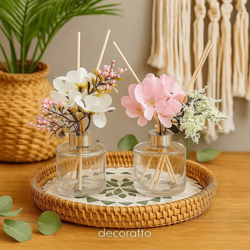 Frasco para Difusor de Ambientes com Flores - Quarto, Banheiro, Sala, Sala Comercial