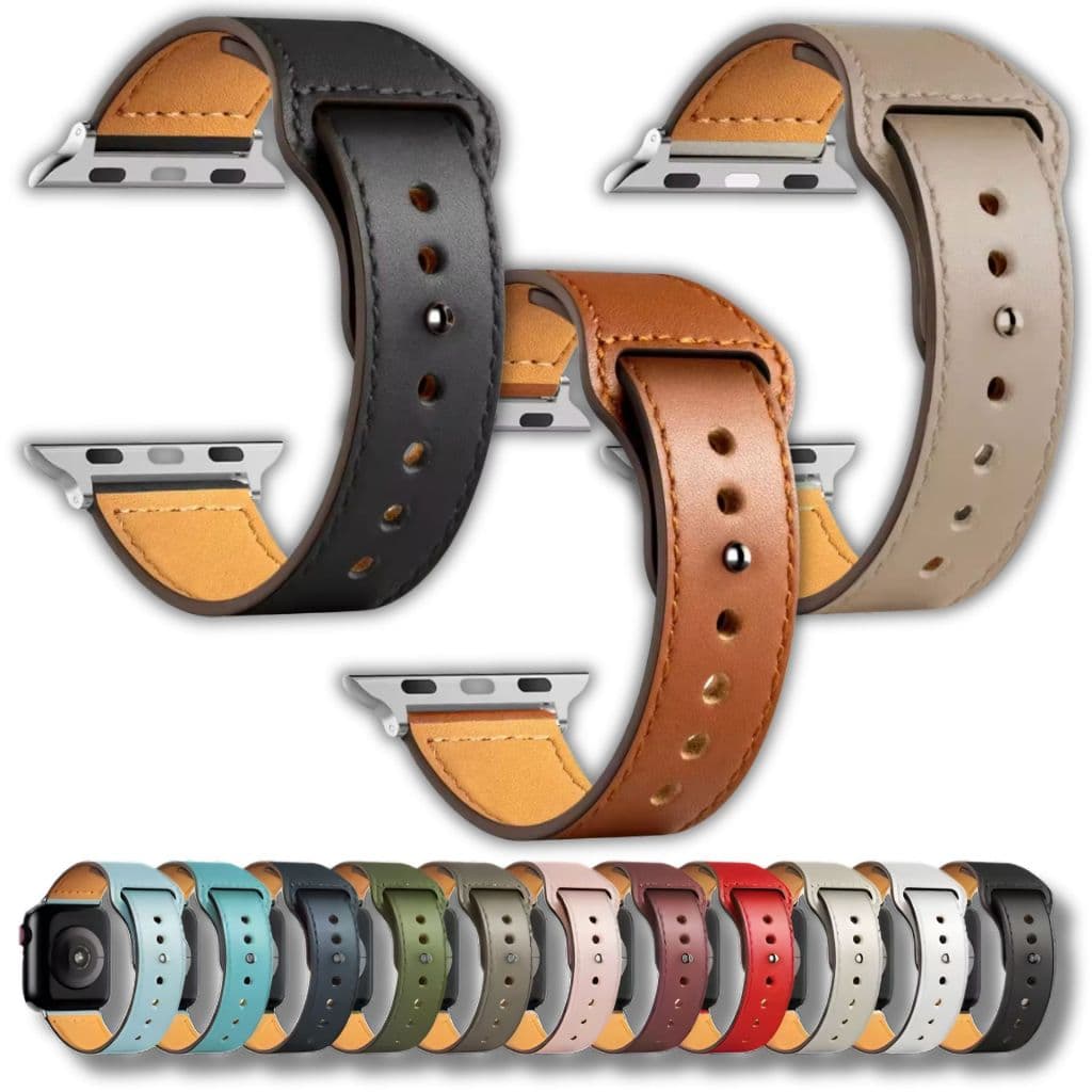 Pulseira de Couro Para Smartwatch Apple Watch Pro 49mm 45mm 41mm 42mm 44mm 40mm 38mm Ultra SE