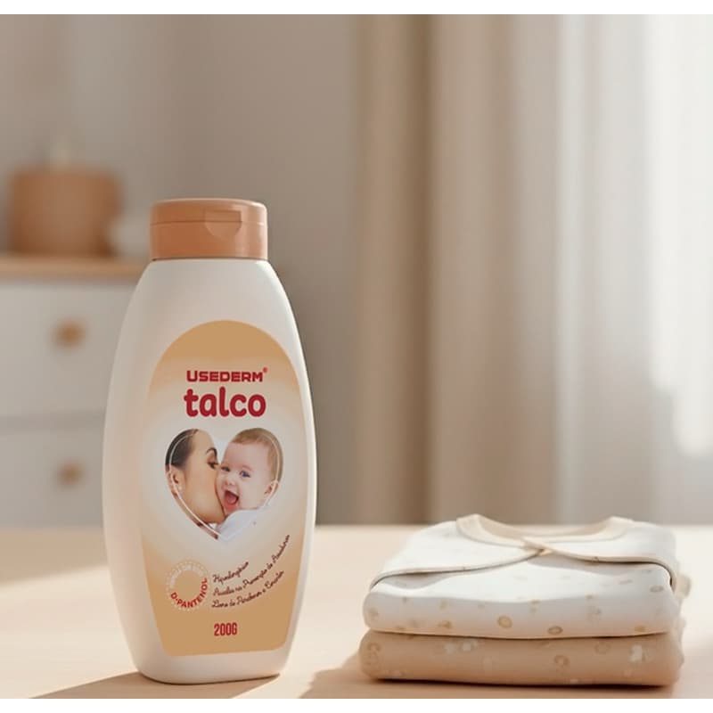 1 Frasco Talco Usederm Hipoalergenico Vegano Prevenção Assaduras para Bebê , Adulto e Idosos Halley Baby 200g