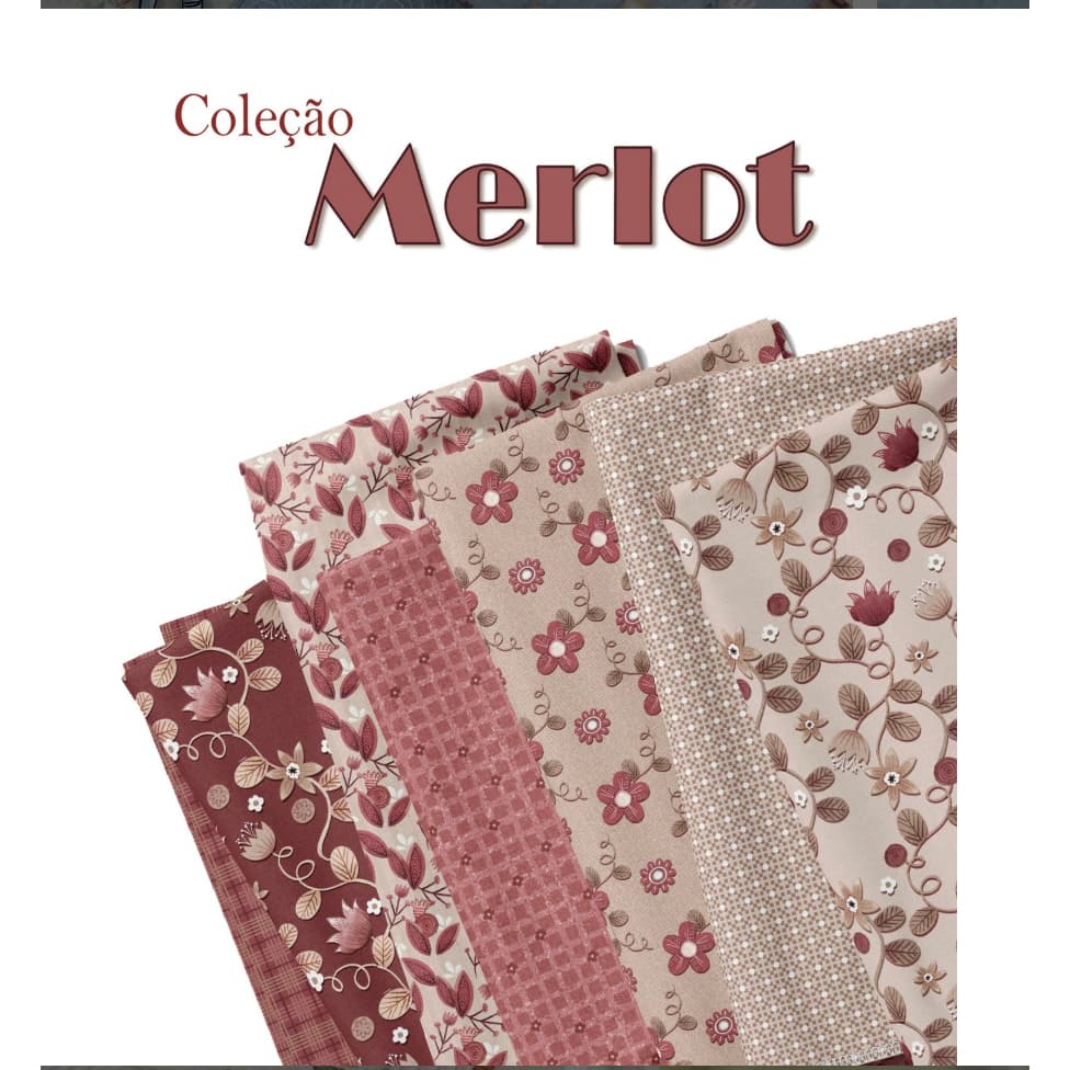 Tecido Tricoline  Patchwork-Colecao Merlot Fuxicos e fricotes  DIGITAL 50x1,50m  100% Algodão