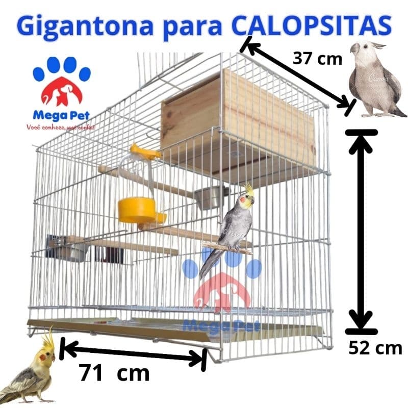 Gaiola Calopsita 71cm GRANDE Criadeira ZINCADA PREMIUM