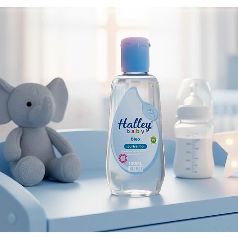 1 Frasco Óleo Infantil Puríssimo Azul Previne Ressecamento Halley Baby 100 ml Unidade