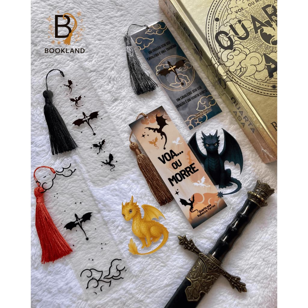 Marcadores de páginas inspirados na série Quarta asa (Fourth wing)