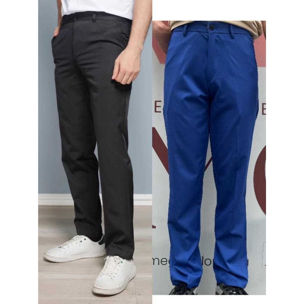 KIT2  Calça de terno de negócio com elstano masculino cor sólida