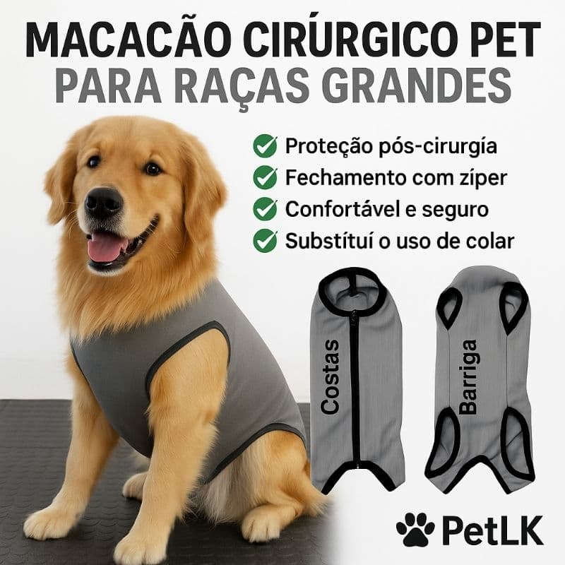 Macacão Cirúrgico para Cães Grandes | Roupinha Pós Cirurgia Pet | Recuperação, Cio e Proteção de Feridas