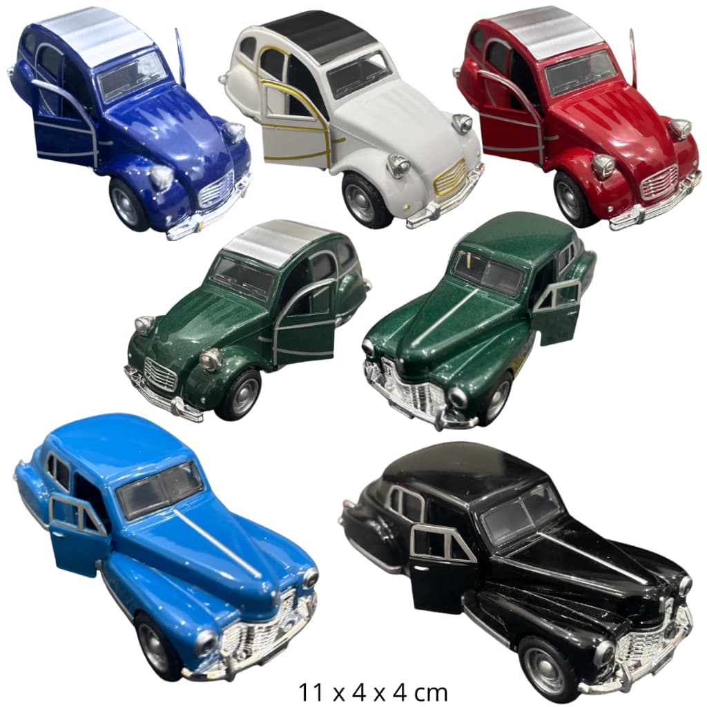Miniatura carrinho de ferro Citroen e Cadillac Poderoso Chefão 11cm