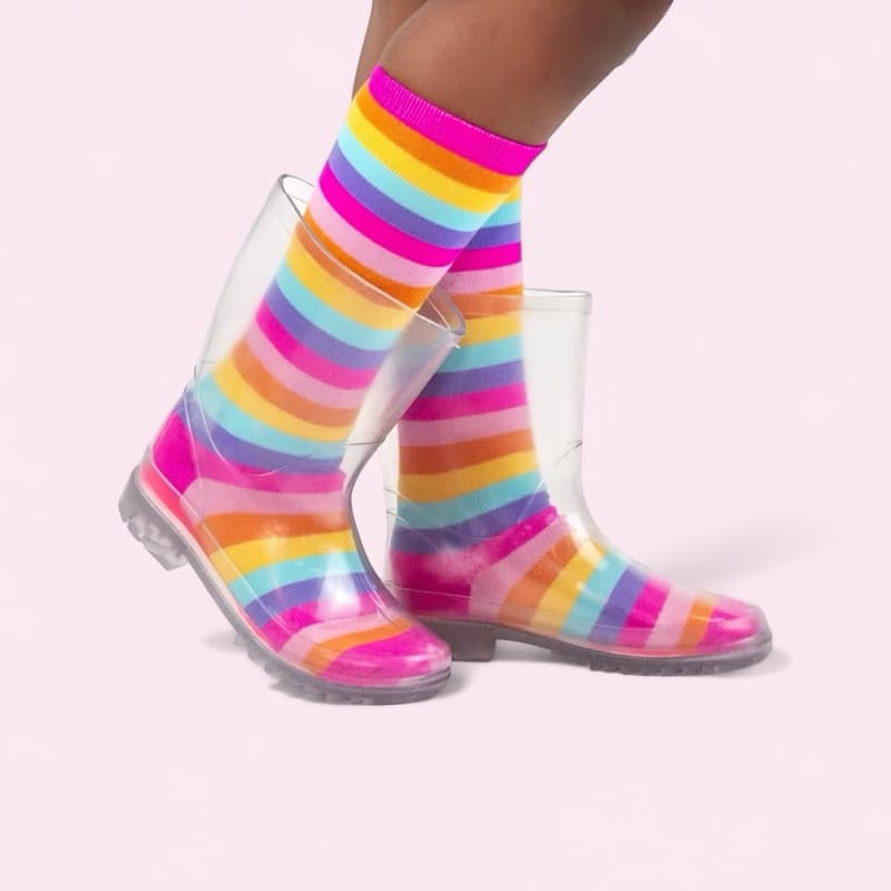 Galocha Infantil Menina Transparente com Palmilha Colorida Conforto e Estilo