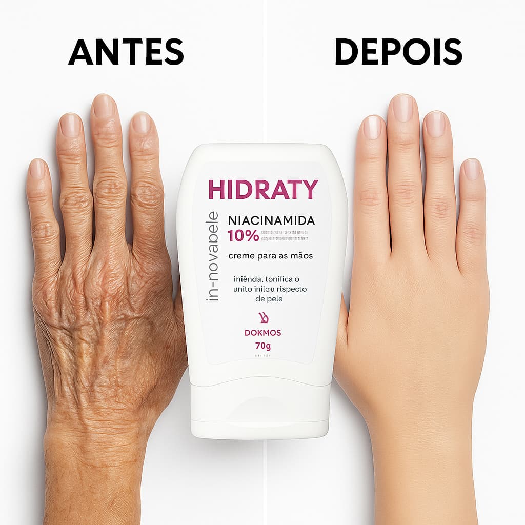 Creme Antienvelhecimento Para As Mãos Hidraty Com Niacinamida 10% Renovacao Celular Colageno Karite 70g Dokmos