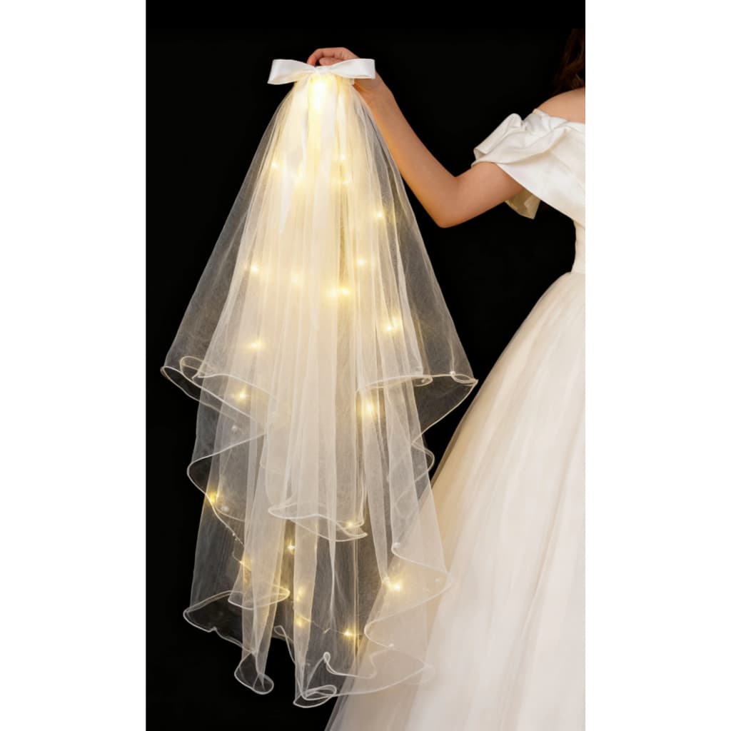 Véu de Noiva com Led Presilha Despedida de Solteira Chá de lingerie Festa Halloween