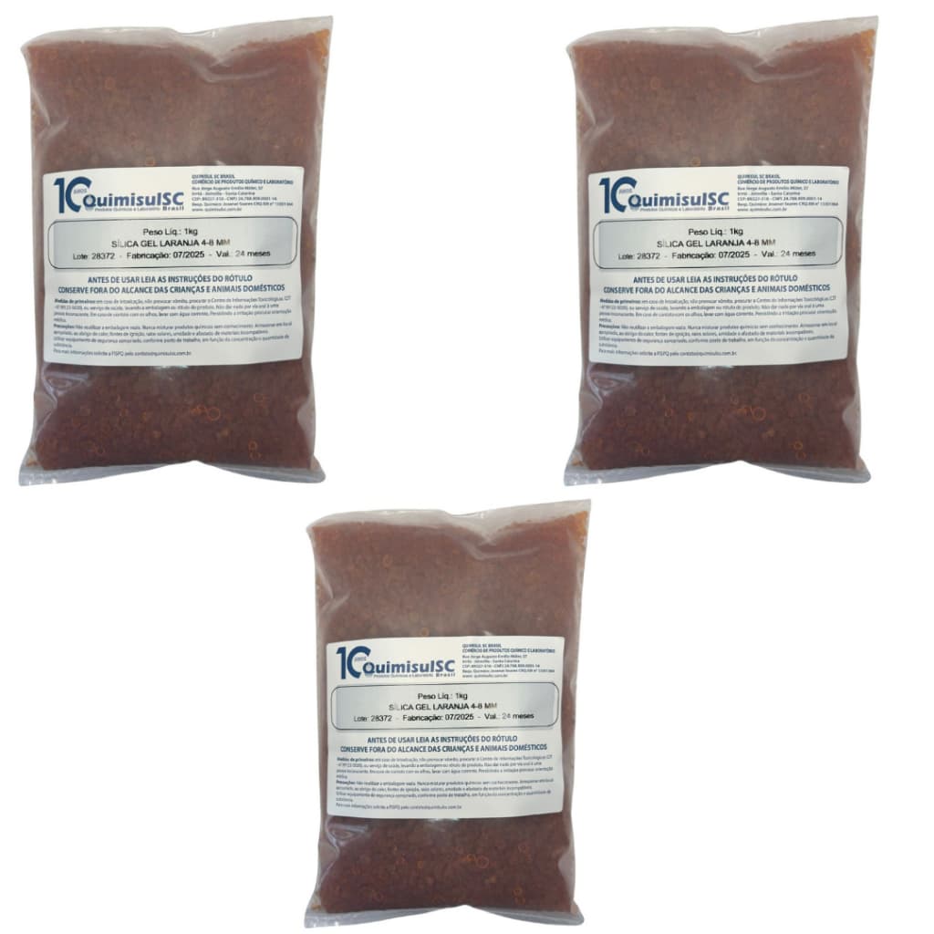 SÍLICA GEL LARANJA 4-8 MM ATÓXICA - 3 KG