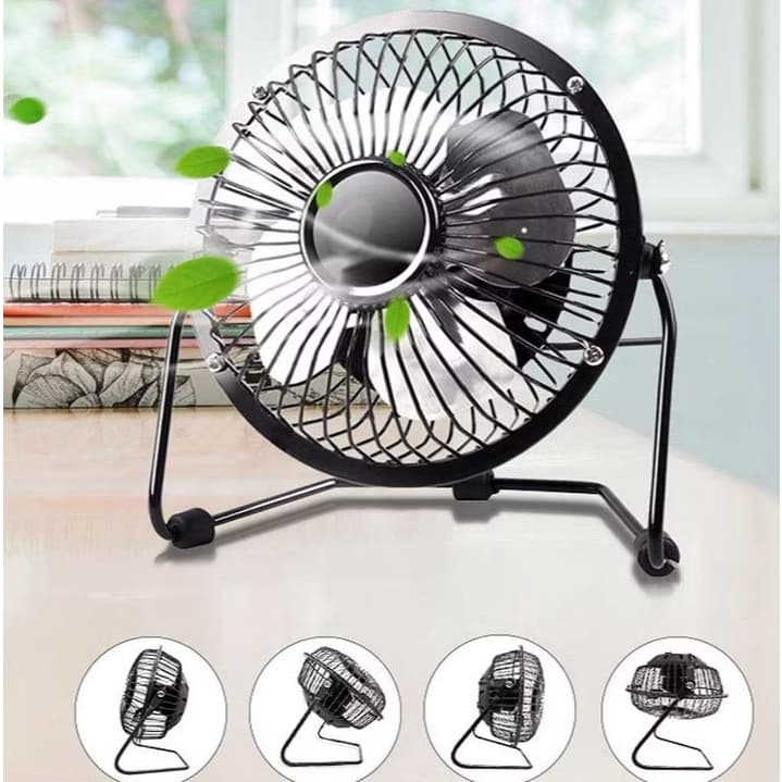 Mini Ventilador De Mesa USB Preminum Metal Portátil 4" Compacto 4 Pás Marca Oasis