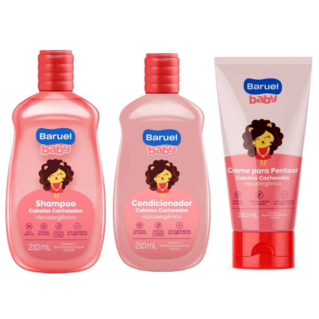 Kit Baruel Baby Cabelos Cacheados Shampoo + Creme de Pentear Hidratação e Definição Infantil