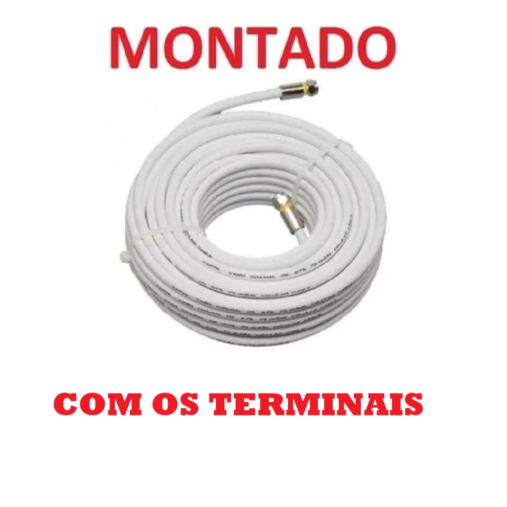 Cabo Coaxial RG6 60% Para Antena de TV a Cabo Montado e PRONTO P/ USO  VHF UHF