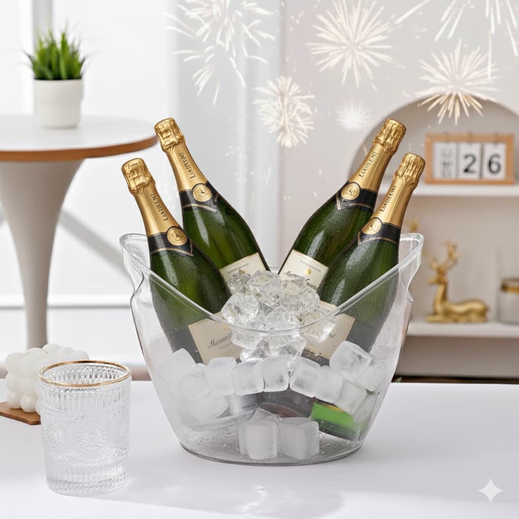 Balde de Gelo Transparente 4 litros Aba Lateral Bacia de Resfriamento de Bebidas  para Festas,Evento