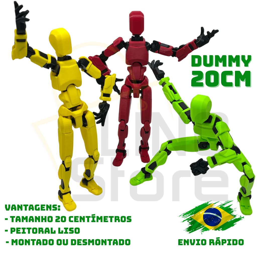 Boneco Articulado Dummy - Gigante 20 cm brinquedo educativo varias posições com brindes