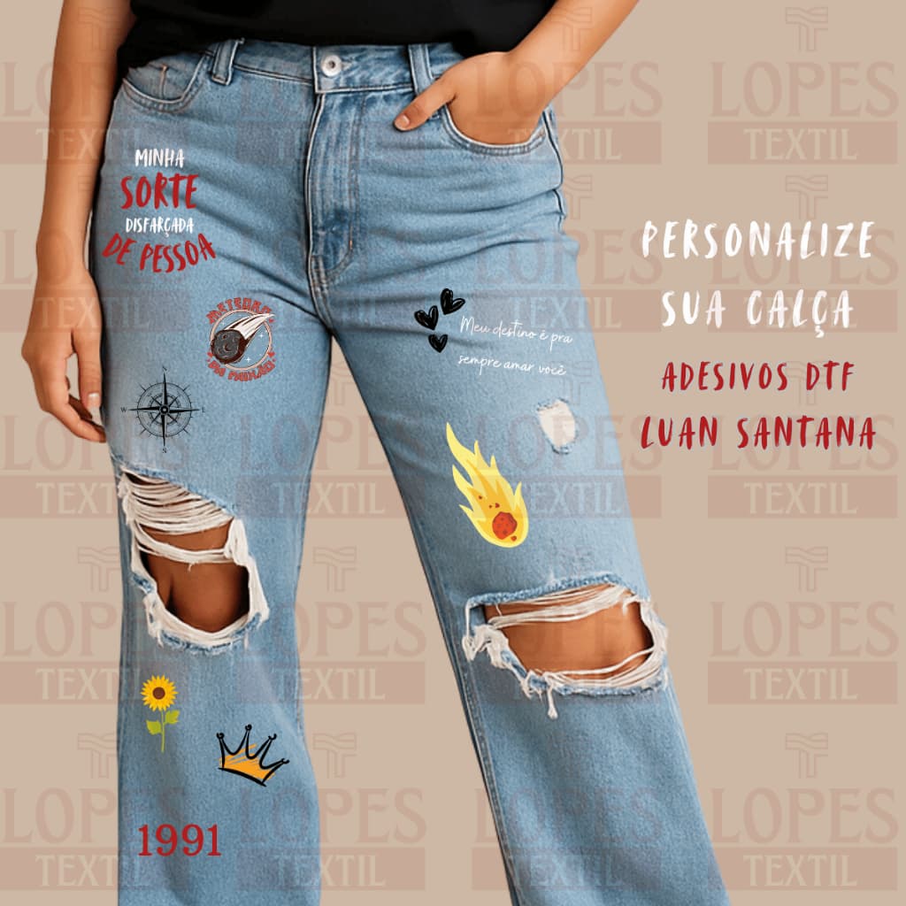 Adesivo DTF Luan Santana Registro Histórico | Termocolante Calça Jaqueta Camisa Pronto para Estampar