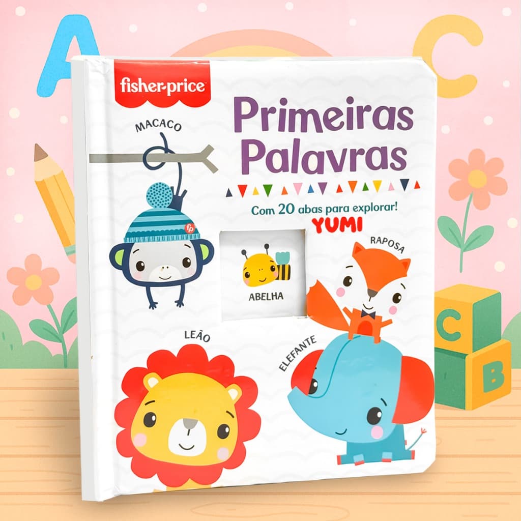 Livro Infantil Do Bebê Minhas Primeiras Palavras Fisher-price Com Abas e Capa Dura Original
