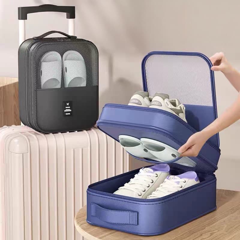 Organizador de Sapatos de Viagem de 3 Camadas Grande Capacidade Com Alça Para Mala