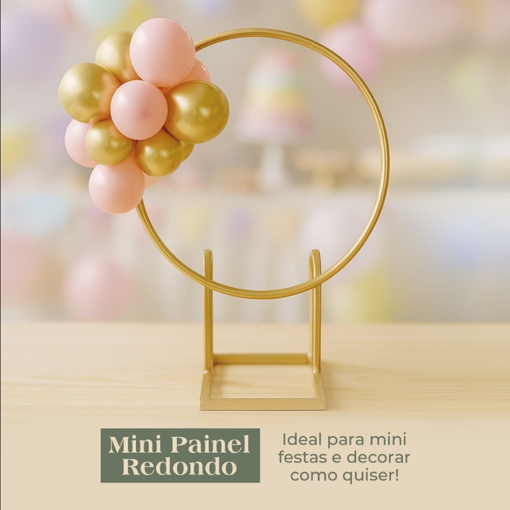 Mini Painel Arco Redondo De Mesa 50cm Para Sublimados e Balões Decoração Mini Festa Mini Table