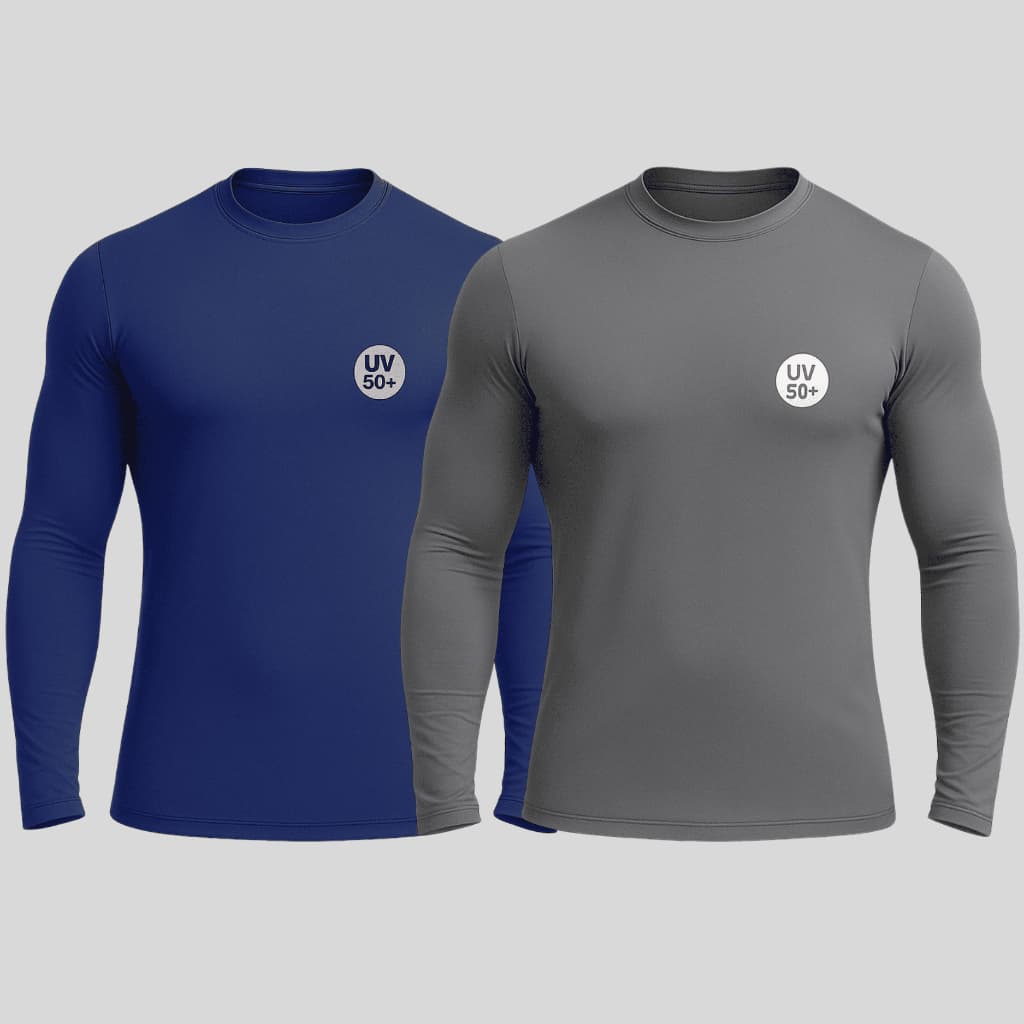 Kit 2 Camisas Térmicas Masculinas Proteção UV50+ Camiseta Masculina Premium Manga Longa Praia Treino