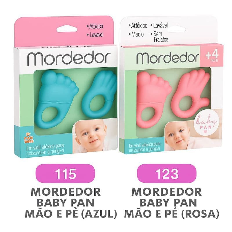 Mordedor Infantil em Vinil Macio com 2 Unidades Pé e Mão - Atoxico