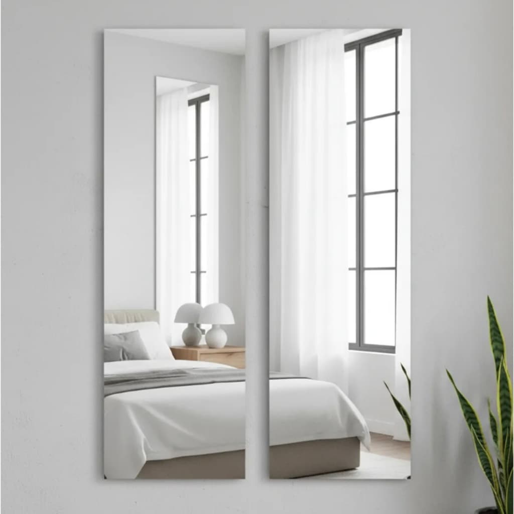 Kit 2 Espelhos 60x20cm Decorativo De Parede + Fita Dupla Face Fixação